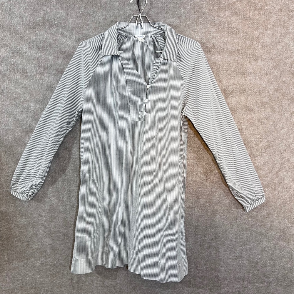 Steven Alan Dress Womens Small Blue White Striped Organic Cotton Mini USA Made